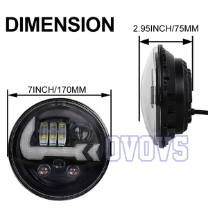 OVOVS 7 Inch LED <strong>Headlight</strong> with Red Background DRL Turn Signal High Low Beam for Jeep Wrangler JK TJ LJ CJ Hummer H1 H2 - Product Image 6