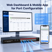 Commutateur PoE Gigabit géré par Web, facile et intelligent, 4/8/16/24 ports avec 2 ports SFP Uplink