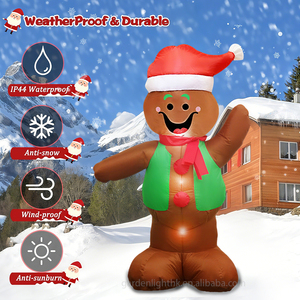 Navidad al aire libre inflable 6 pies lindo hombre de jengibre con luces LED incorporadas-decoración de patio de vacaciones para el jardín del hogar - Product Image 6