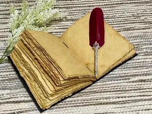 Sol y Luna personalizado Deckle Edge Rusti Vintage diario de cuero sin forro libro de sombra Grimoire reciclado antiguo lechería en blanco - Product Image 3