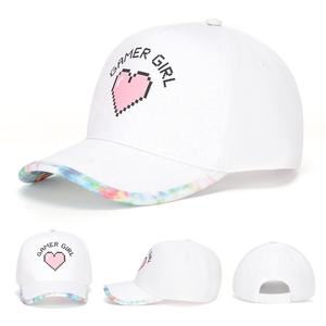 Custom Logo Printed Fashion White Cotton 6-Panel Girls' Sport Baseball Cap Cute Design with Bright Colors and Curved Brim - Product Image 4
