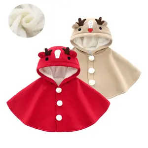 Mantello da cappotto invernale per bambini con cappuccio caldo abbigliamento da esterno per bambini mantello da bambino in alce di velluto