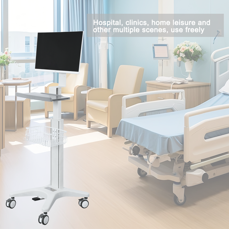 WEIYE Medical Computer Cart Hospital Laptop Trolley Gas Spring Height ...