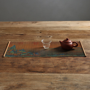 Alfombrilla de Bambú para Té con Diseño de Paisaje Impreso a Color, Tamaño Pequeño, Venta Directa de Fábrica, Dropshipping Disponible, Novedad 2020 - Product Image 4