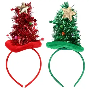 Diademas de Navidad para fiestas, suministros de decoración, regalo de Navidad, fotomatón, árbol de Navidad, muñeco de nieve, Reno, astas, sombrero de Santa