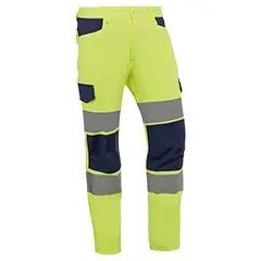 Pantaloni da Lavoro - HV745 XS Makati - Colore: Giallo Fluorescente/Blu - Pantaloni Multitasche Bicolore ad Alta Visibilità - Product Image 2