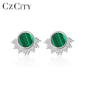 Bông Tai Hình Nụ Nữ Màu Xanh Dương CZCITY Đá Ngọc Lam 925 Sterling Silver Trang Sức Mới Trang Sức Bông Tai Mắt Phụ Nữ