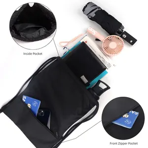 Custom Design 1680 String Bag Backpack Wuth Front Zipper Pocket Sports Gym Bag Casual New Product Ideas 2024 Drawstring Bag