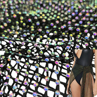 Tissu en maille extensible polyester-spandex scintillant multicolore à faible quantité minimale de commande pour maillots de bain filles et garçons