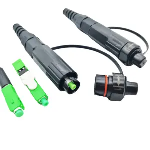 Optical fiber waterproof fast connect field installable reinforced mini SC/APC connector