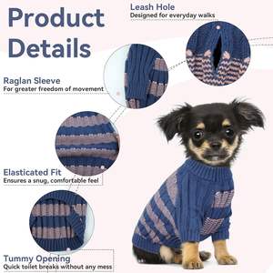Proveedor personalizado Qiqu, nuevo diseñador, suéter <span class=keywords><strong>para</strong></span> perros, Jersey de invierno de punto cálido, manga larga <span class=keywords><strong>para</strong></span> Pomeranian Mini Dachshund <span class=keywords><strong>Toy</strong></span> Poodle - Product Image 4