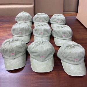 Venta al por mayor personalizar logotipo lavado Denim papá gorra Unisex ocio sin estructura bordado púrpura papá sombrero - Product Image 4