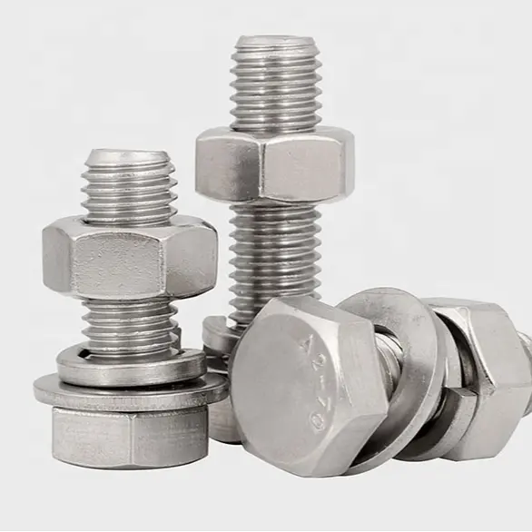 Thép Không Gỉ Hex Mặt Bích Đầu Bolt Với Nut Và Máy Giặt Dầu & Gas M6 M7 M8 M10 M24 Hexagon Mặt Bích Bu Lông