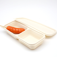 Conteneur alimentaire biodégradable en amidon de maïs à 3 compartiments avec couvercle