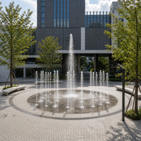Fontaine interactive à jets d'eau à plat 3x2m avec LED RGB, laser et système musical en acier inoxydable, directement de l'usine