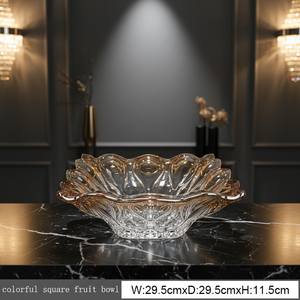 Bol à bonbons et fruits en verre cristal de luxe, 28 cm, ambre océanique, pour décoration intérieure et mariage - Product Image 4