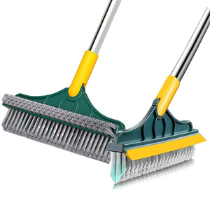 Floor Scrub <strong>Brush</strong> With Long Handle 3 in 1 Heavy Duty Stiff Bristle Floor <strong>Brush</strong> With Squeegee for Cleaning Bathroom <strong>Deck</strong> Tile - Product Image 1