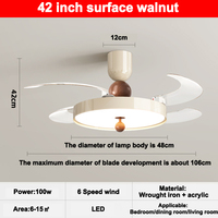 Ventilateur de plafond DC 42 pouces, grand, moderne, élégant, économique, avec lumières, télécommande et design à pales, idéal pour chambre à coucher, modèle 2026, en promotion