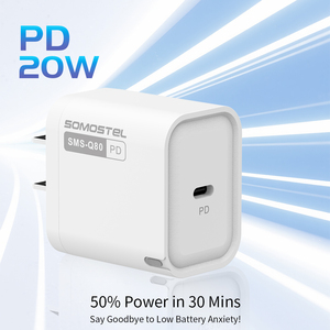 [Somostel Charger] Q80 <span class=keywords><strong>Chargeur</strong></span> mural USB C <span class=keywords><strong>rapide</strong></span> 20W avec lumière LED, <span class=keywords><strong>bloc</strong></span> de charge de voyage 2-en-1 pour <span class=keywords><strong>iPhone</strong></span> (vente en gros) - Product Image 6