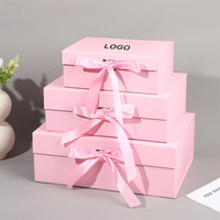 Boîte cadeau rigide pliable avec logo personnalisé, emballage en carton de luxe avec poignée en ruban pour mariage, anniversaire, cadeaux cosmétiques