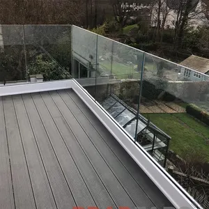 Hihaus personnalisé u canal sans cadre clôture en verre balcon pont garde-corps en verre