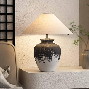 Lámpara de Mesa de Cerámica Hecha a Mano Nórdica, Arte Moderno, Decoración del Hogar, Sala de Estar, Dormitorio, Estudio, Escritorio, Lámparas de Mesa Wabi Sabi - Product Image 4