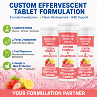 Comprimés effervescents de vitamine C personnalisés, fabricant OEM, sans sucre, saveur limonade fraise, formule multivitaminée