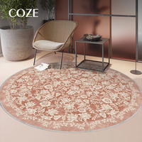 Französischer Retro-Stil Rot-Beiger Blumen-Perserteppich, Haustierfreundlich, Umweltfreundlich, für Wohnzimmer, Schlafzimmer, Bettvorleger