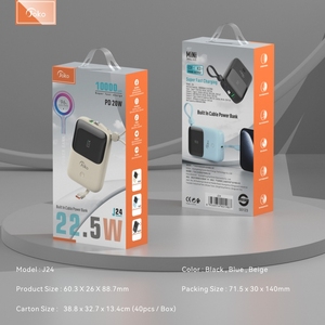 <span class=keywords><strong>JOKO</strong></span> 2024 nouveaux produits charge rapide rapide 10000mah banques d'alimentation téléphone portable Portable Powerbank 10000mah batterie externe avec câble intégré - Product Image 6