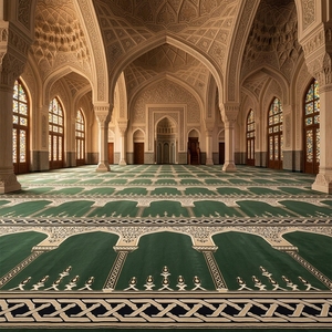 Tappeto da Preghiera con Design Stampato: Tappeto Musulmano Semplice con Motivi, da Parete a Parete, Tappeto da Preghiera Arabo - Product Image 1