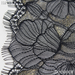 Chất Lượng Bán Buôn Sang Trọng Pháp Long Lanh Hoa Ren Với Chủ Đề Vàng Đen Trắng Lưới Chantilly Ren Cắt Vải 23Cm Cho Ăn Mặc - Product Image 3