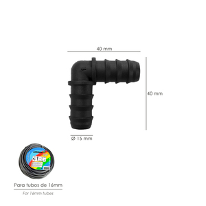 Gomito Semplice per Tubi di Irrigazione a Goccia O/16 mm. Confezione da 100 Pezzi - Product Image 2