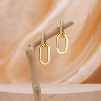 Pendientes Huggie de Plata de Ley 925 Mlluki, Chapados en Oro, con Diamantes, Hebillas Desabotonables, Cadena de Eslabones Convertible, Populares