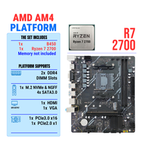 Nouvelle carte mère B450 MATX Combo AMD Ryzen 7 2700 CPU prenant en charge 2x DDR4 DIMM Slots XMP Gen3 X4 NVME M.2 SATA3.0 Carte mère B450