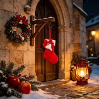 Calcetín Navideño Decorativo para Colgar, Adorno Festivo con Diseño de Bastón de Caramelo, Suministros para Fiestas, Decoración para el Hogar, Adorno para Chimenea, Regalo de Invierno