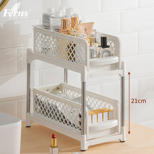 2 Tier công suất lớn nhà bếp phụ kiện phòng tắm kệ lưu trữ giá với trượt lưu trữ ngăn kéo với Hooks - Product Image 5