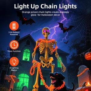 Guirnalda de Luces LED Naranjas a Prueba de Agua IP65, Cadena de Luces de Plástico con Pilas, 8 Modos, Temporizador, para Decoración de Fiestas de Halloween, Venta al Por Mayor OEM - Product Image 2