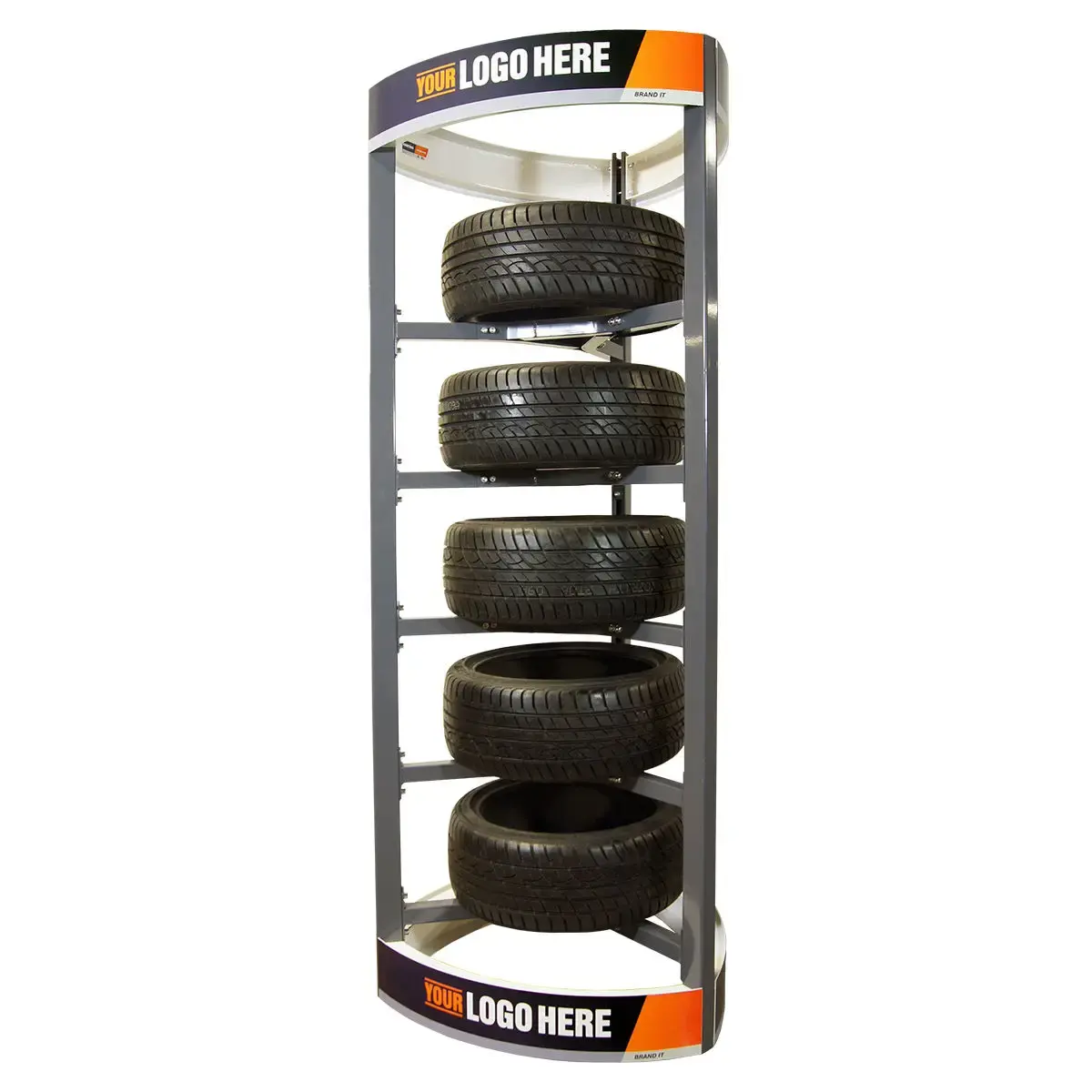 Precio de fábrica, estante de exhibición de almacenamiento de ruedas de Metal con logotipo personalizado, estante de exhibición de neumáticos para tienda minorista, tienda de automóviles