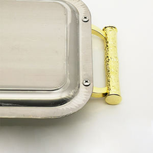 उच्च गुणवत्ता वाले स्टेनलेस स्टील ट्रे भोजन प्लेट आयत आकार के अनुकूल अनुकूल विवाह भोज प्लेट - Product Image 5