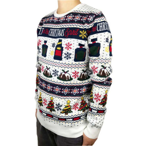 Оптовая продажа трикотажный свитер из 100% полиэстера, мужской пуловер с уродливым вырезом, Рождественский свитер на заказ, джемпер - Product Image 4