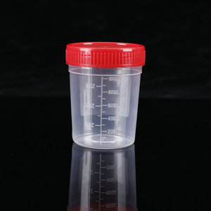 Vaso de plástico desechable de 120 ml con tapa de rosca para la recolección de orina y heces - Product Image 1