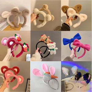 Cute Flower Lamb Wool Hairbands Kids Lovely Rabbit Bear Animal Ear Headband Cosplay Ornament Hoops Band Fashion Hair Accessories