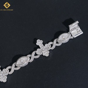 Precio de fábrica: Cadena cubana de plata S925 con moissanita brillante, estilo rap, chapada en rodio, pulsera con ojos. - Product Image 4