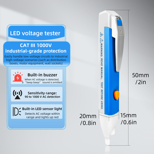 KUAIQU Voltage <span class=keywords><strong>Tester</strong></span> Pen VD02 90-1000V Detección de CA CAT III 1000V Certificado CE Luz LED y zumbador Compacto para electricistas - Product Image 2