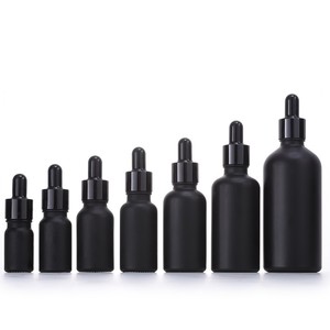 Luxury 1oz 30ml 50ml Essential Oil Serum <b>Bottle</b> 100ml Frosted Matt Black Round <b>Glass</b> <b>Dropper</b> <b>Bottle</b> for Essential Oil in Stock - Product Image 1