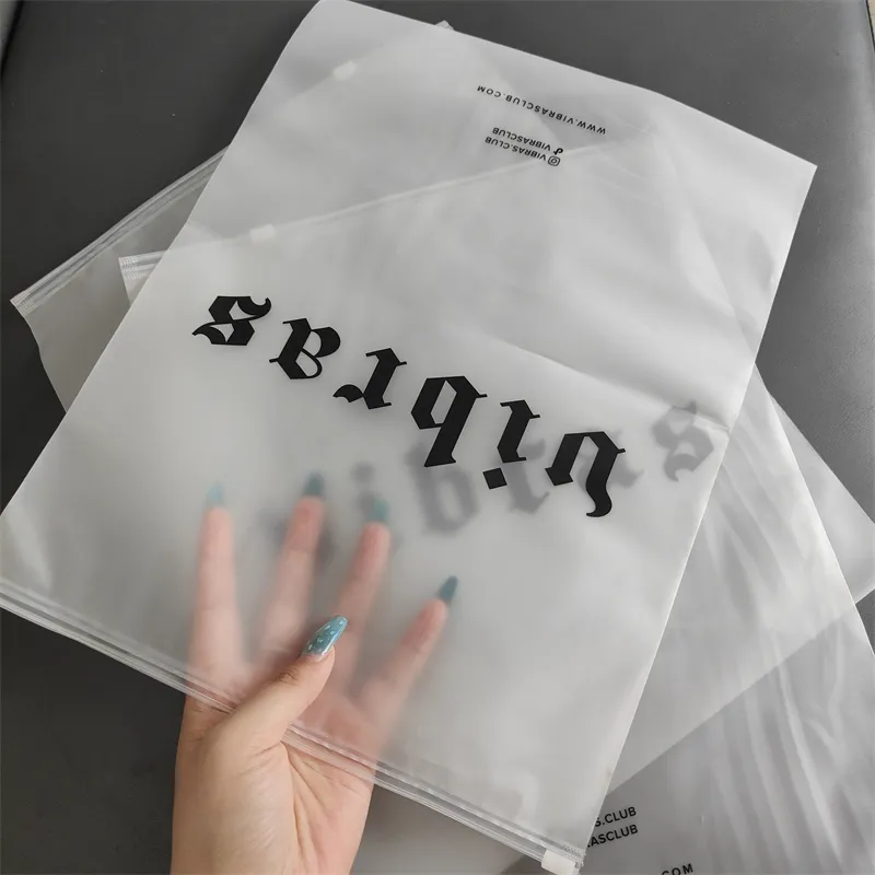 Custom Matte/frosted Biodegradable Plastic Packaging Zipper Bags T Shirt Swimwear Zip Lock Clothing Bags With Logo