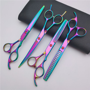 Ciseaux de toilettage pour animaux de compagnie colorés, en acier inoxydable 6Cr, outils de coupe de poils pour chiens, ensemble de ciseaux professionnels pour l'entretien des animaux - Product Image 1