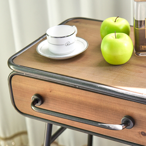 Mesa de Noche de Estilo Rústico Moderno, de Madera Maciza Hecha a Mano, Duradera, con 1 Cajón, Mueble Pequeño de Almacenamiento para Esquina, para Apartamento o Dormitorio - Product Image 6