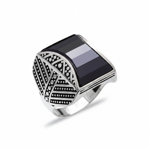 Triangle Shape Onyx Gemstone Authentic <b>Men</b> <b>Ring</b> Turkish Wholesale Handmade 925 Sterling Silver for <b>Men</b> - Product Image 2