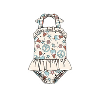 Élégant dos nu imprimé personnalisé Maillot de bain bébé filles en dentelle Maillot de bain confortable à séchage rapide pour enfants
